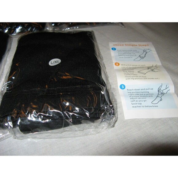 Mens Compression Socks Black Lot Of 5 Pairs Size L/XL NEW Open Toe - Picture 4 of 4